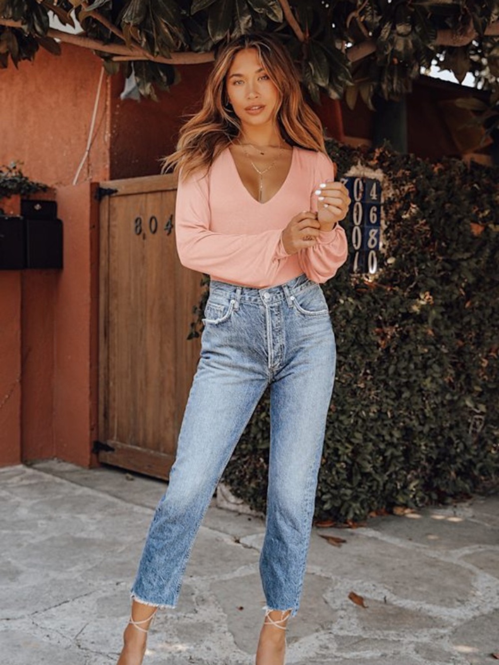 Lulus Basics Kaylene Blush V-neck Balloon Sleeve Bodysuit Pink - Size XS